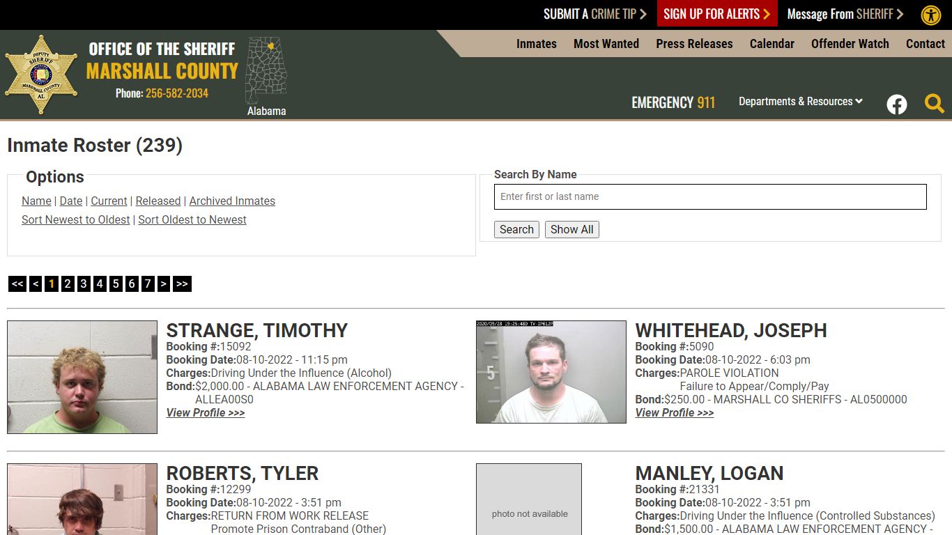 Inmate Roster - Marshall County Sheriff's Office