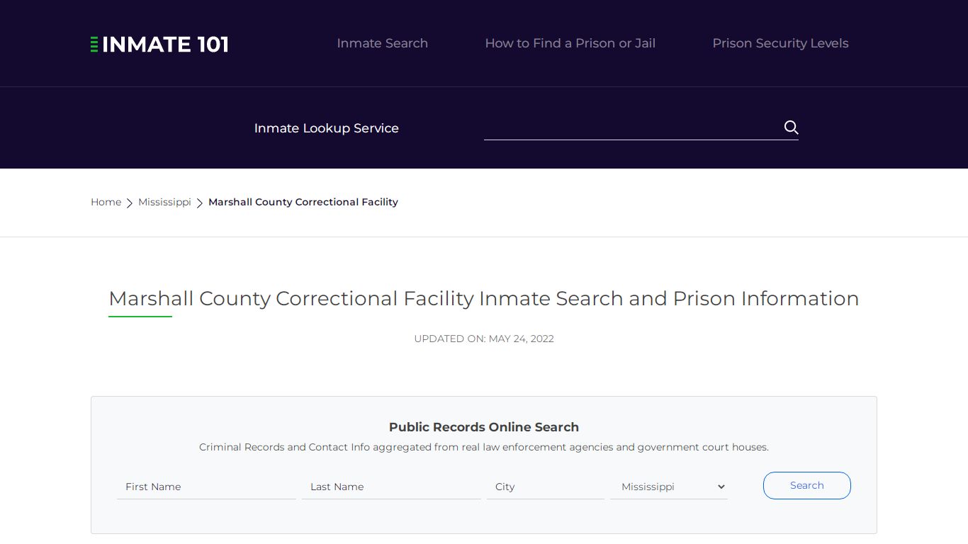 Marshall County Correctional Facility Inmate Search ...