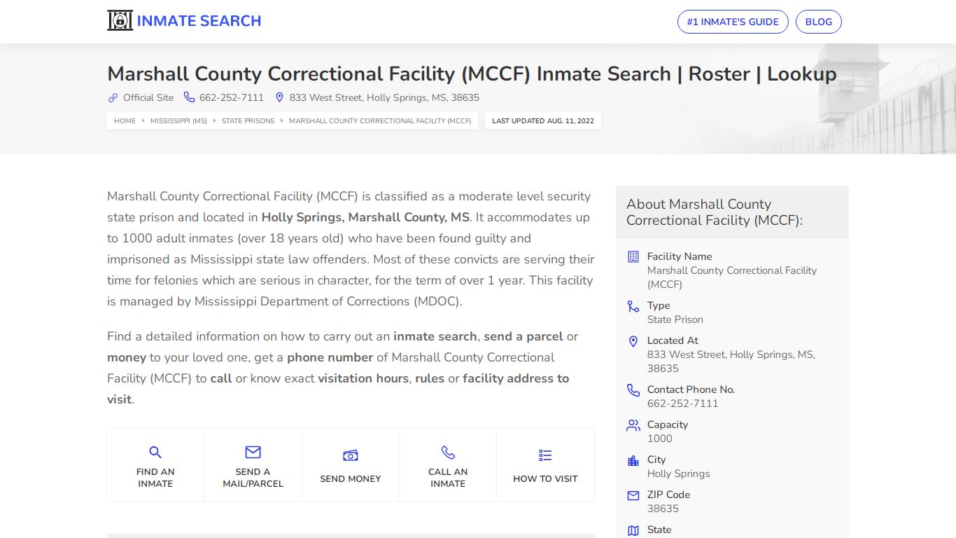 Marshall County Correctional Facility (MCCF) Inmate Search ...